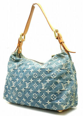 Louis Vuitton Shoulder Monogram Baggy Hobo Denim Bag